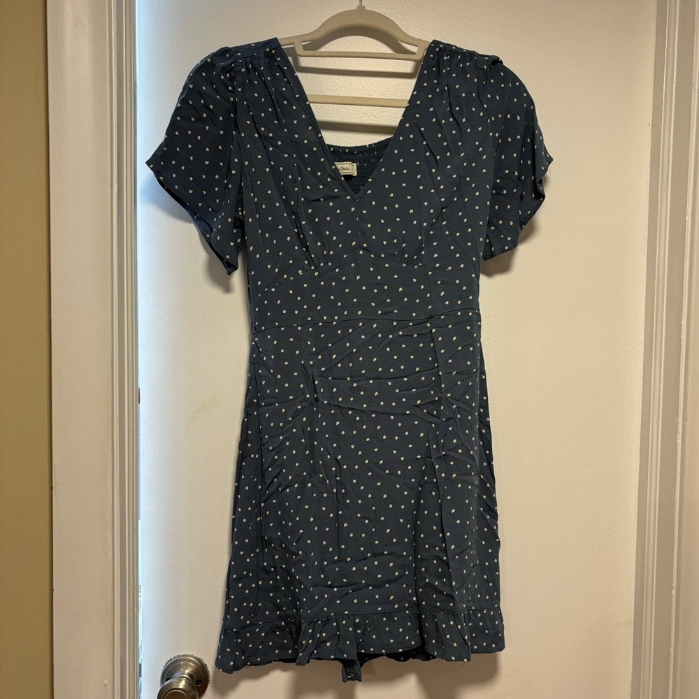 Abercrombie Navy Polka Dot Short Sleeve Mini Dress Size XS